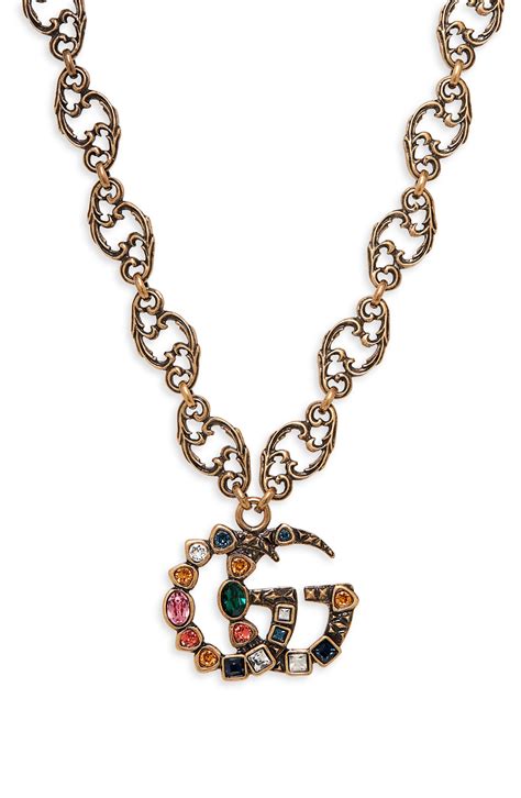 gucci face gold pendant|gucci pendant necklace silver.